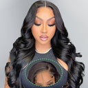 4x7 Lace Closure Wig Human Hair Natural Color Body Three-Dimensional  Wave Density