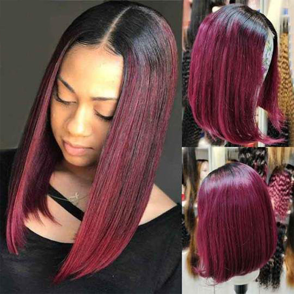 1B/99J Short Straight Bob Human Hair Wig