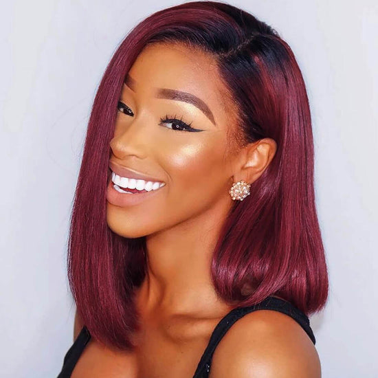 1B/99J Short Straight Bob Human Hair Wig